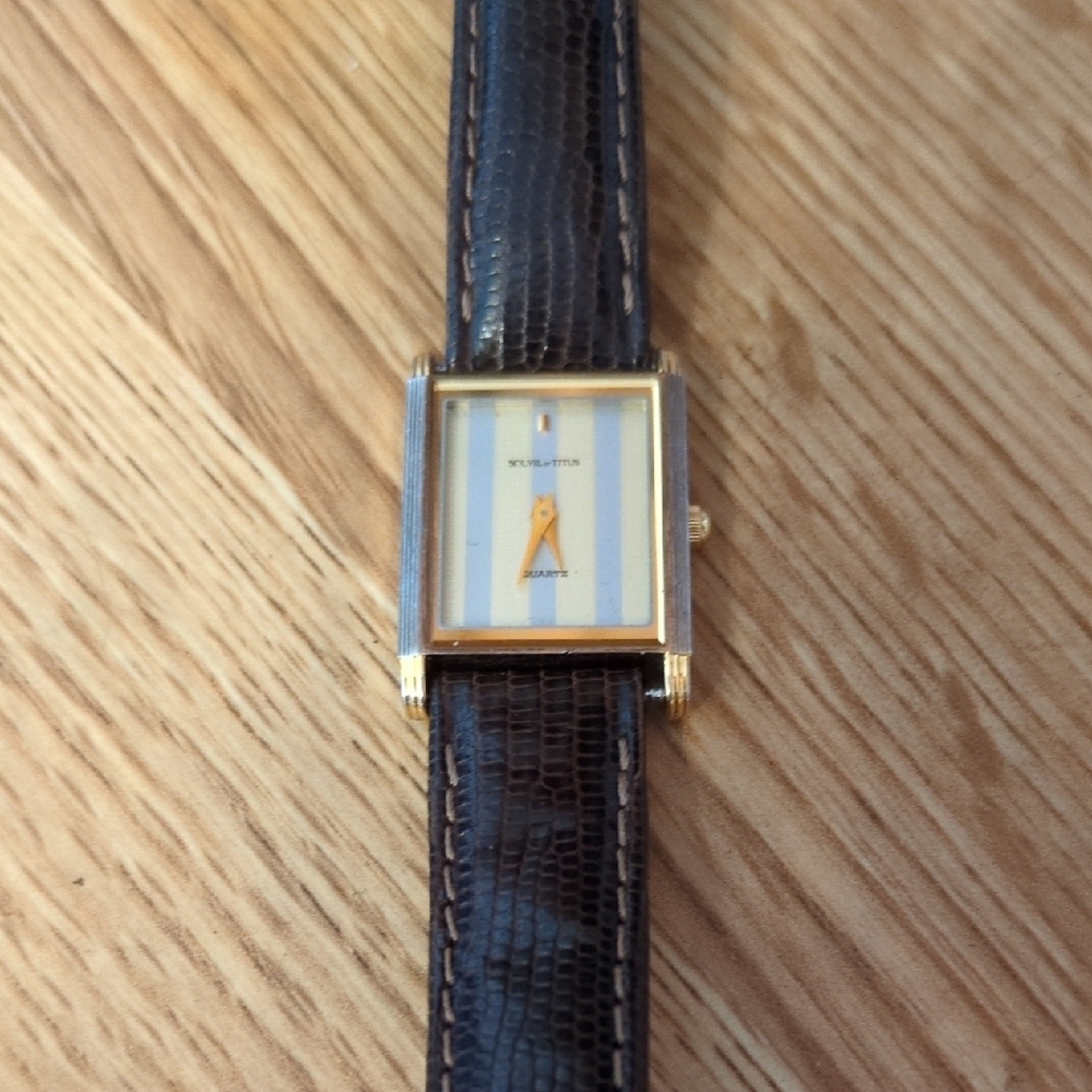 Solvil et Titus Gold and Brown Leather Watch